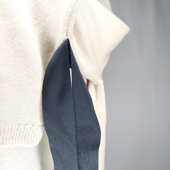 J Crew Mercantile Sweater Women XXS Tassel Tie Contrasting Sleeve Wool Cotton - Picture 7 of 9